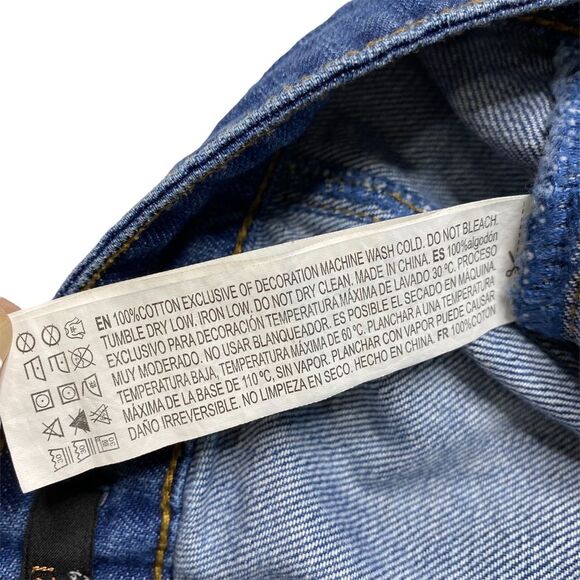 Forever 21 Floral Embroidered Button Front Denim Bohemian Mini Skirt Sz M - Picture 9 of 11